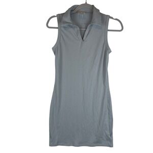 Livi by Olivia Rae Light Blue Ribbed Sleeveless Polo Mini Dress 15636J Womens M